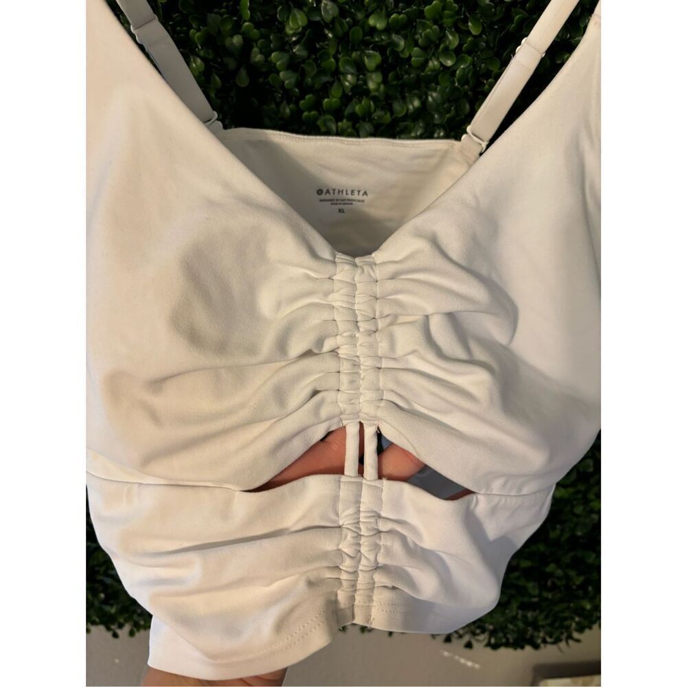 Athleta White Ruched Longline Sports Bra - Picture 3 of 6